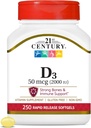 21st Century D3 2000 UI Softgels, 250 Count