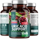 N1N Premium Uric Acid Supplement [14X Pottent Herbs] All Natural Rinichi și Acid Uric Cleanse with Tart Cherry, Milk Thistle, Cranberry, Telina, Chanca Piedra, 60 Veg Caps