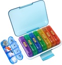 MURRI&MURRDI Pill Organizator de 4 ori pe zi, Zilnic Pilulă mare săptămânale medicament Caz 7 zile Pilula Dispenser titular pentru pastile, vitamine, uleiuri de pește, medicamente, suplimente (28 Celule, Multicolorate)