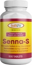HEALING LFE Senna-S Tablets, Senna Plus (Laxative/Stool Softener) Gentle Overnight Relief of Ocazional Constipatia Generic for Senokot-S (Small (Pack of 1), 500)