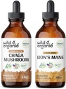 Ciupercă sălbatică şi organică Chaga Ciupercă 4 fl oz & Lion coamă Ciupercă 4 fl oz