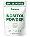 Purisure Myo-Inositol Powder, 250g, Fertilitate, Echilibru hormonal şi suport ovarian, Pure Inositol Powder, Myo Inositol Supliment pentru a sprijini energia şi wellness creier, Vegan, non-OMG, 500 Serviri