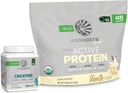 Sunwarrior Pudră activă de proteine organice Vanilie pe bază de plante Aromă 45 Servire & Creatină Pulbere monohidrat 60 Serviri