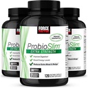 Force Factor ProbioSlim Extra Putere Supliment probiotic pentru femei și bărbați cu 30 miliarde CFU și extract de ceai verde pentru suport de sănătate Gut, Blooting și gaz Relief, 120 Conte (Pachet de 3)