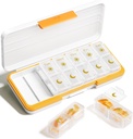 AM PM Organizator Pill de 2 ori pe zi, 7 zile Pill Box Săptămânal Pilula Organizator de călătorie cu container separat, Portable Daily Medicine Planner Distribuitor Caz pentru vitamina, ulei de pește, Suplimente (Beige)