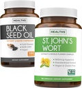 Black Seed Oil & St. John's Wort (3-Month Supply) Harmony Essence Bundle of Black Seed Oil (180 capsule) Cold-Pressed Nigella Sativa & St. John's Wort (180 capsule) with Powerful 900mcg Hypericin