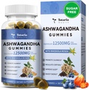 Totaria Sugar Free Ashwagandha Umplute Gumries 2500mg w/Vitamina D3, Magneziu Glicinate, Rhodiola, Ultra Putere Ashwa Suplimente rădăcină pentru femei & Wen, pentru relaxare, energie, aroma de afine