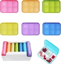 7 Piece Set Pill Organizator de 6 ori pe zi, Weekly Daily Travel Medicina Organizator Portabil 7 zile 42 Compartimente Cutia cu pastile de umiditate-Proof Pilula Caz de călătorie Pilula Container pentru vitamine, Suplimente