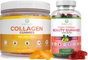 Purificați Life Marine Colagen & Vegan Colagen Bundle, Gummies Vitamine pentru piele de păr și unghii Sănătate (90 Chews), Reductor Pore & Elasticitate, Replace capsule, pastile