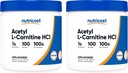 Nutricost Acetil L-Carnitină (ALCAR) 100 GMS (2 ambalaj) - 100 Serviri Fiecare - 1000 mg Per Servire - Pulbere pură de acetil L-Carnitină - Non OMG, Gluten gratuit