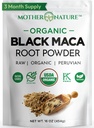 Organic, Raw Peruvian Black Maca Root Powder - Premium USDA Certified, Ideal pentru bărbați și femei, Boost Antrenamente, Îmbunătățirea Recuperării musculare, Non-GMO, Vegan Superfood, 16 oz