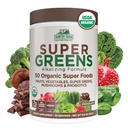 Ferme de ţară Ecologic Super Greens Chocolate Flavor, 50 Organic Super Foods, USDA Organic Drink Mix, Packed with Fiber, Fruits, Legume, Ciuperci & Probiotice, Suporturi Energie, 7g Fibră