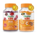 Iron & Vitamina C Lifeable Copii + Vitamina C Copii, Gume Bundle - mare Tasting, Supliment de vitamine, Gluten gratuit, OMG gratuit, Guma de mestecat