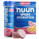 Nuun Sport Electrolit Tablete cu magneziu, calciu, potasiu, clorură & sodiu, gluten Free & Vegan, fructe citrice, 4 Pachet (40 Serviri Total)