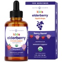 NutraChamps Black Elderberry pentru copii Picături lichide, 10:1 Extract Sambucus Elderberry Sirop pentru copii, Sugar-Free European Elderberry picături Aroma de Berry, Suport Immune, 4 Luna de aprovizionare
