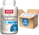 Formule Jarrow Glutatione Reducere 500mg- 60 Capsule Veggie- Antioxidant intracelular- de calitate Suplimente Glutationene- Suportă reciclarea vitaminelor C & E- non-GMO- Gluten Free- Vegan, Pachet de 12