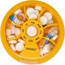 INVODA Weekly Pill Organizator 7 Compartiment Rotating Pilula cutie pentru medicatie zilnica si vitamine - Portable Travel Pilula Suplimente de ulei de peste Organizator vitamine (Orange)