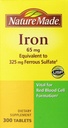 Natura Made Iron 65mg, echivalent cu 325 mg sulfat feros - 300 comprimate
