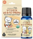 Legendairy Lapte organic Baby Vitamina D3 K2 Picături lichide, 400 UI de Baby Vitamina D picături pentru sugari cu K2 picături, Vitamina D picături pentru nou-născuți, Copii și copii, Vegan, 90 picături de lichid