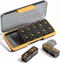 AM PM Organizator Pill de 2 ori pe zi, 7 zile Pill Box Săptămânal Pill Organizator de călătorie cu container separat, Portable Daily Medicine Planner Dispenser Case pentru vitamina, ulei de pește, Suplimente (BlackGold)