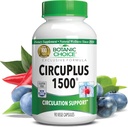 Alegerea botanică CircuPlus 1500 - Heart Health & Circulation and Vein Supplement - Vitamina B1, Cayenne Pepper, Hawthorn, Ginkgo Biloba pentru adulți Bărbați și femei (90 capsule)