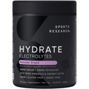 Sports Research® Hydrate Electrolytes Powder - Sugar-Free & natural arovă cu vitamine, minerale și apă de nucă de cocos - Sprijină hidratarea - Fructul pasiunii - 90 Serviri