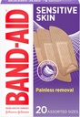 Bandaje adezive pentru piele sensibilă, Bandaje hipoalergice de prim ajutor cu îndepărtarea nedureroasă, Stays on When Wet & Potrivit pentru Eczeme Prone Skin, Steril, Asortate, 20 ct