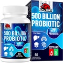Probiotice pentru bărbaţi, 500 Miliarde CFU & 12 Mens Probiotic pentru Digestive Health + 4 Organic Prebiotic Fiber, pentru Digestive, Gut, Immune Health, Blooting, Gaz, Energie Suport, Perioada de valabilitate Stabil - 60 Capsule