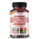 Berberine Cinnamon Apple Cidru Oţet Turmeric - Total Wellness Support - Made in USA