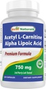Cele mai bune Naturale Acetil L-Carnitină și Alpha Acid lipoic 750 mg 120 capsule