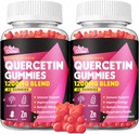 Quercetin Gummies - Querbetin cu vitamina C și zinc + Bromelain + Elderberry + vitamina D3-1200 mg Querbetin Suplimente pentru copii și adulți Imunitatea și sprijinul pentru alergii (2 ambalaj)