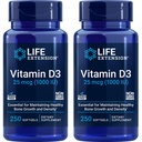 Extensia de viaţă Vitamina D3 25 mcg (1000 UI), Suportul sistemului imunitar, Sănătatea oaselor, Sănătatea întregului corp, Dimensiune valoare, Gluten-Free, non-GMO 