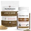 Lions Mane reale pentru oameni (60 serviri) și animale de companie (120ct) - Powder & Capsule Bundle pentru cunoaștere și imunitate - Vegan, non-GMO, Gluten-Free, Grain-Free Suplimente extract de ciuperci