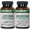 NutraMedix Joint Support Bundle - Include Curcumin de la Turmeric și Serrapeptase Enzyme capsule suport pentru sprijin comun și suport de răspuns inflamator sănătos - 2-Piece Supliment Set