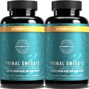 Primal Harvest Omega 3 Suplimente de ulei de pește, 30 Serviri Geluri Soft Capsule w/ 1000 mg EPA + Suplimente DHA, Fără Burps Fishy Non- GMO Omega 3 Acid gras, 2 ambalaj