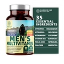 Number One Nutrition Premium Men's Daily Multivitamine Multimineral Supplement [Gluten Free, Non-GMO], Vitamine A C E D B1 B2 B3 B5 B6 B12, Magneziu, Biotin, Sprulina, și zinc, 60 Veg Caps