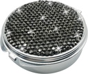 Bling Pill Case pentru Purse Medicine Vitamina Container Deținătorul de buzunar Pilula Caz rotund Medicina Organizator pentru Vitamina / Uleiuri de pește / Supliment Kit de medicină de călătorie (3 Compartiment negru)