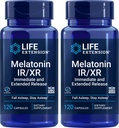 Extensie de viaţă Melatonin IR/XR, 120 capsule (Pachetul de 2) - Imediat şi extins-Release pentru 7 ore de sprijin - Suplimentul de timp de noapte - Stai adormit toată noaptea - non-GMO, gluten-gratuit
