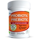 50 Miliarde CFU Supliment prebiotic și probiotic pentru femei și bărbați, 12 dungi pentru suport imunitar zilnic și sănătate digestivă, 30 capsule vegetale, Probiotice de mare potențial necongelate