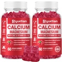 Gume de calciu + magneziu & zinc cu vitamina D3 & K2, supliment de calciu de înaltă absorbţie pentru os, dinţi şi suport imunitar, non OMG, Vegan, 120 Conte