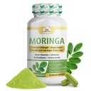 Capsule organice Veda Moringa Leaf 1000mg, 120 Conte - Pure Raw Moringa Oleifera Powder Întreaga frunze Green Super Food Supliment - stimulează energie, sănătate, bunăstare și antioxidanți bogați