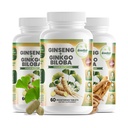 GreeNatr Ginko Biloba & Panax Ginseng Supliment - Red Ginseng Creier Supliment pentru memorie și concentrare - Ginkgo Biloba Suplimente pentru o bună viziune, sistem imunitar și îmbunătățirea fluxului sanguin - 3 sticle