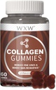 WXW Colagen peptide hidrolizate Gume pentru femei, Formula non-GMO Anti-Agging cu Biotin, Zinc, Vitamine C & E pentru par, Piele si Nails 60ct,Vanilla Unflavored