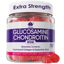 Glucosamină Chondroitin Gummies, Glucozamină Chondroitin MSM Supliment, Extra Putere cu Boswellia Turmeric, Hidrolyzed Colagen & Acid hialuronic, Sănătate osoasă pentru bărbați și femei, 60 Cts
