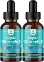 Clorofile mentolate picaturi lichide - Clorofila lichid Vegan picături pentru suport imunitar Ingrijire a pielii Dezintoxicare de ficat de sustinere energie si respiratie proasta - Deodorizator intern de mare potenta - 2 ambalaj
