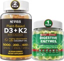 NEVASS Vitamina D3 5000iu & K2, Gume de calciu și enzime digestive Gume