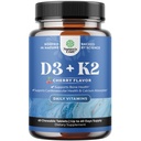 Vitamina D3 cu supliment K2 MK7 - Vitamina D3 2000 UI comprimate şi K2 pentru suport imunitar de sănătate osoasă Heart Health Joint Support Oase Putere şi Boost Mood - Sistemul imunitar VIT - 60 Conte