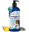 Ulei de pește lichid pentru câini cu Omega 3, 6 & 9 Acidi grași, Wild Caught din Islanda, Piele și Coat Supliment pentru vărsare, Piele Mâncărime, Alergii, Creier și Heart Health, bogat în EPA + DHA - 12 oz