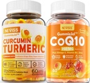 Curcumină cucurcumă cucurmică cu zahăr și Gume umplute 550 mg & CoQ10-250 mg Gume umplute, Sănătate imună, Digestivă, Energie celulară și suport antioxidant