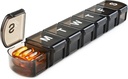 XL Weekly Pill Box Organizator 7 zi, 1 săptămână Jumbo Pilula Dispenser Caz o dată pe zi, MOLN HYMY Daily Medicine Container pentru a deține medicamente, vitamine, uleiuri de pește și supliment (Black